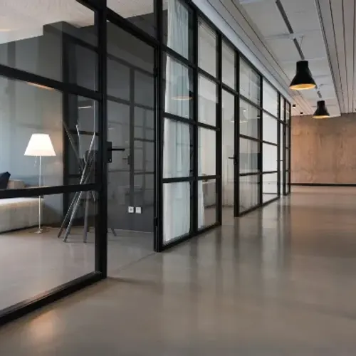 Clean office hallway after commercial cleaning